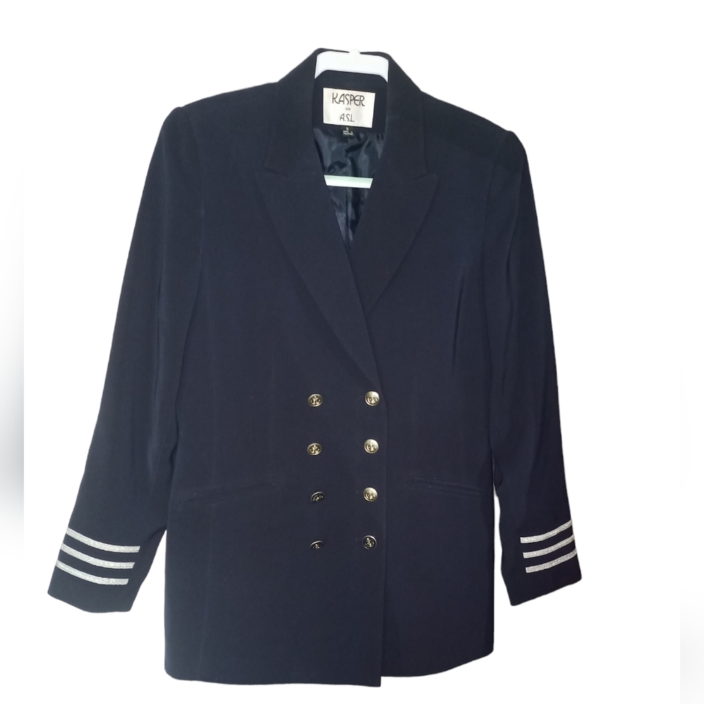 Nautical Navy blue double breasted military style jacket